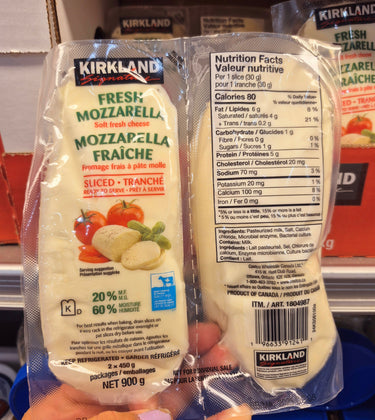 Kirkland Signature Sliced Mozzarella - 2 x 450 Grams